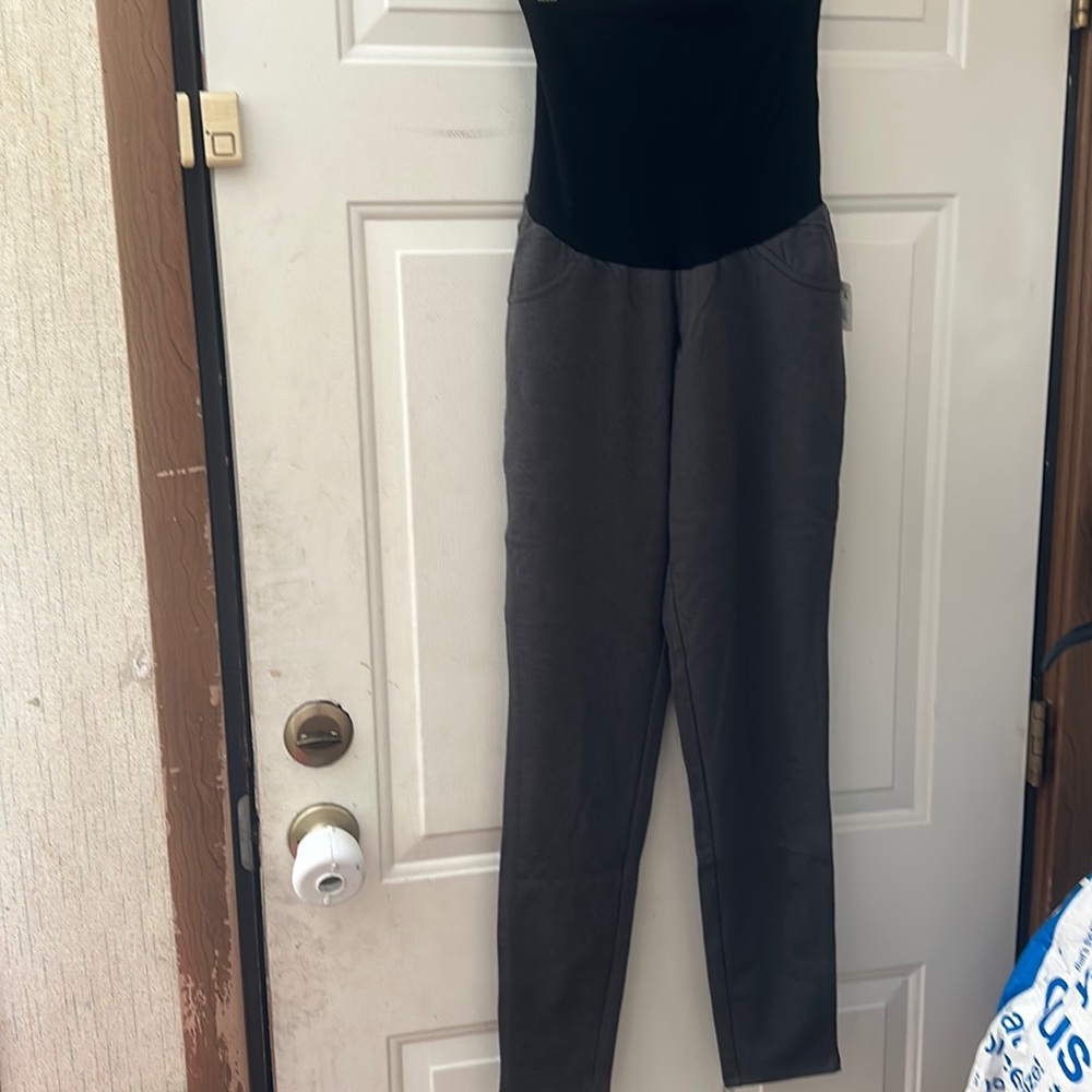MOTHERHOOD FRENCH TERRY MATERNITY LEGGING: FULL PANEL: GRAY: NEW WITH TAGS: SZ L